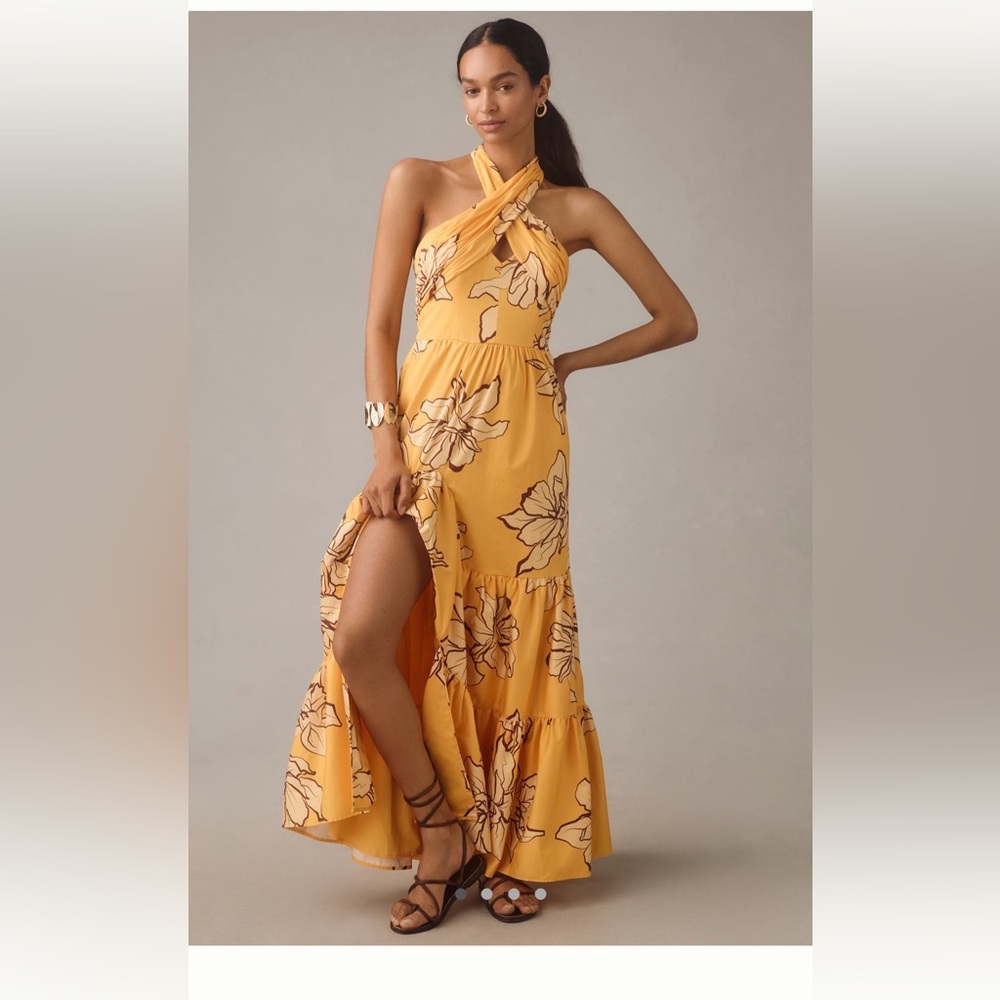 Hutch One Shoulder Yellow Floral Dress